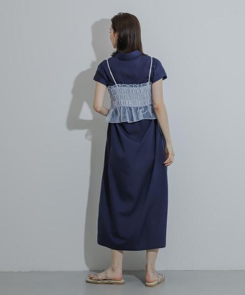 SENSE OF PLACE by URBAN RESEARCH(センスオブプレイスバイアーバンリサーチ)の「ビスチェセットフレンチスリーブワンピース(ワンピース・レディース・ネイビー/ライトブルー/チャコールグレー・ONE/S)」の5枚目の写真
