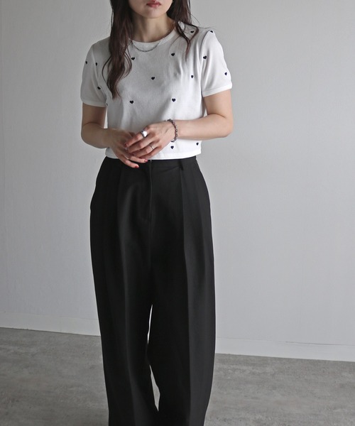 COURO（コウロ）の「総柄刺繍テレコＴシャツ（Tシャツ/カットソー・レディース・ホワイト系/ホワイト系1/ホワイト系2/ホワイト系3/ホワイト系4/ホワイト系5・FREE）」の8枚目の写真