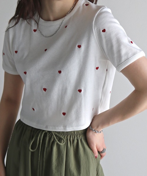 COURO（コウロ）の「総柄刺繍テレコＴシャツ（Tシャツ/カットソー・レディース・ホワイト系/ホワイト系1/ホワイト系2/ホワイト系3/ホワイト系4/ホワイト系5・FREE）」の13枚目の写真