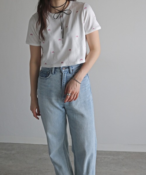 COURO（コウロ）の「総柄刺繍テレコＴシャツ（Tシャツ/カットソー・レディース・ホワイト系/ホワイト系1/ホワイト系2/ホワイト系3/ホワイト系4/ホワイト系5・FREE）」の15枚目の写真