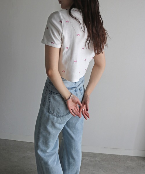 COURO（コウロ）の「総柄刺繍テレコＴシャツ（Tシャツ/カットソー・レディース・ホワイト系/ホワイト系1/ホワイト系2/ホワイト系3/ホワイト系4/ホワイト系5・FREE）」の17枚目の写真