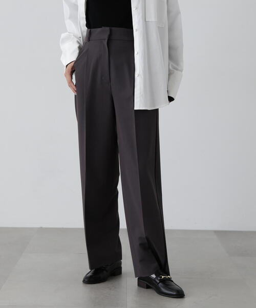 N.（N. Natural Beauty Basic）（エヌエヌナチュラルビューティーベーシック）の「◆トラックストレートパンツ（スラックス・レディース・チャコールグレー/ブラウン・SMALL/MEDIUM）」の7枚目の写真