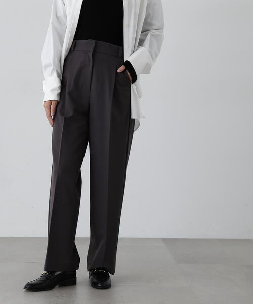 N.（N. Natural Beauty Basic）（エヌエヌナチュラルビューティーベーシック）の「◆トラックストレートパンツ（スラックス・レディース・チャコールグレー/ブラウン・SMALL/MEDIUM）」の8枚目の写真