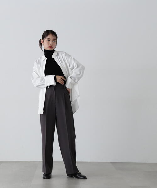 N.（N. Natural Beauty Basic）（エヌエヌナチュラルビューティーベーシック）の「◆トラックストレートパンツ（スラックス・レディース・チャコールグレー/ブラウン・SMALL/MEDIUM）」の11枚目の写真