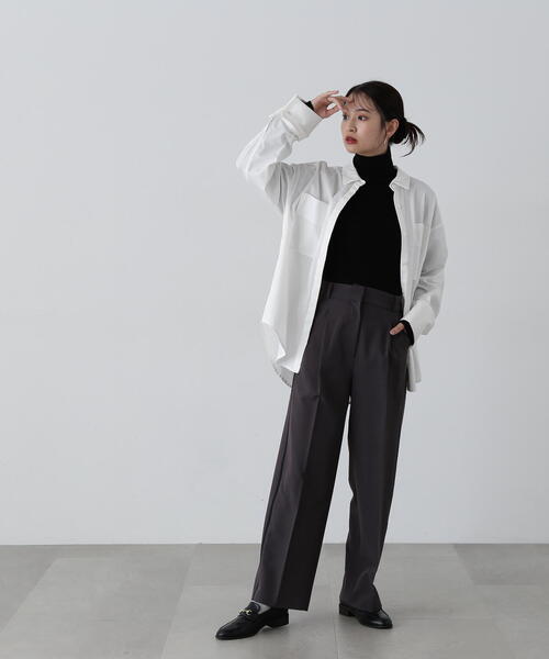 N.（N. Natural Beauty Basic）（エヌエヌナチュラルビューティーベーシック）の「◆トラックストレートパンツ（スラックス・レディース・チャコールグレー/ブラウン・SMALL/MEDIUM）」の12枚目の写真