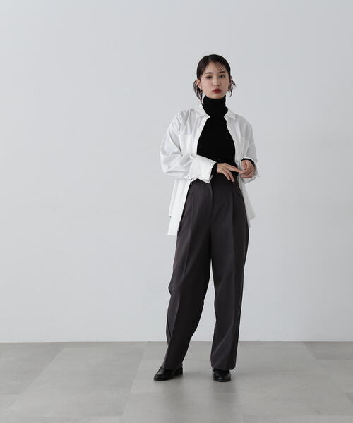 N.（N. Natural Beauty Basic）（エヌエヌナチュラルビューティーベーシック）の「◆トラックストレートパンツ（スラックス・レディース・チャコールグレー/ブラウン・SMALL/MEDIUM）」の14枚目の写真