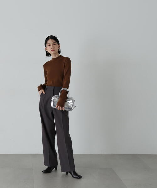 N.（N. Natural Beauty Basic）（エヌエヌナチュラルビューティーベーシック）の「◆トラックストレートパンツ（スラックス・レディース・チャコールグレー/ブラウン・SMALL/MEDIUM）」の15枚目の写真