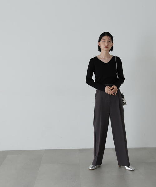 N.（N. Natural Beauty Basic）（エヌエヌナチュラルビューティーベーシック）の「◆トラックストレートパンツ（スラックス・レディース・チャコールグレー/ブラウン・SMALL/MEDIUM）」の18枚目の写真