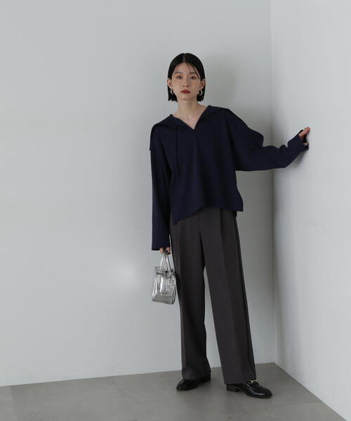 N.（N. Natural Beauty Basic）（エヌエヌナチュラルビューティーベーシック）の「◆トラックストレートパンツ（スラックス・レディース・チャコールグレー/ブラウン・SMALL/MEDIUM）」の19枚目の写真