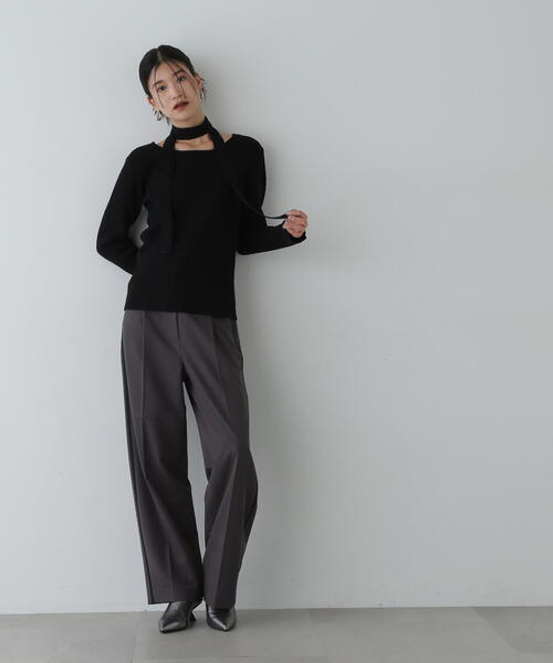 N.（N. Natural Beauty Basic）（エヌエヌナチュラルビューティーベーシック）の「◆トラックストレートパンツ（スラックス・レディース・チャコールグレー/ブラウン・SMALL/MEDIUM）」の21枚目の写真