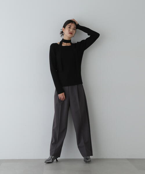 N.（N. Natural Beauty Basic）（エヌエヌナチュラルビューティーベーシック）の「◆トラックストレートパンツ（スラックス・レディース・チャコールグレー/ブラウン・SMALL/MEDIUM）」の22枚目の写真