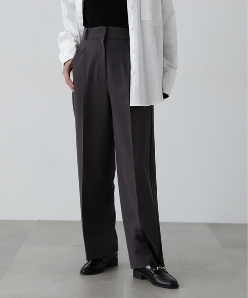 N.（N. Natural Beauty Basic）（エヌエヌナチュラルビューティーベーシック）の「◆トラックストレートパンツ（スラックス・レディース・チャコールグレー/ブラウン・SMALL/MEDIUM）」の2枚目の写真