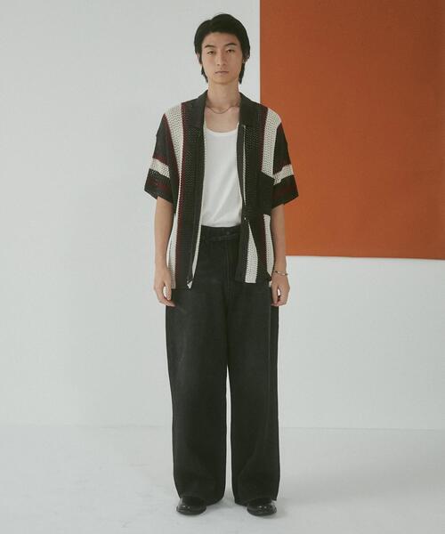 LUCY(ルーシー)の「LUCY/メッシュストライプニットカーディガン(シャツ/ブラウス・メンズ・ブラック/ダークグレー・LARGE/MEDIUM)」の15枚目の写真