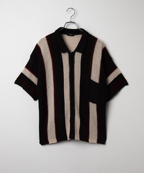 LUCY(ルーシー)の「LUCY/メッシュストライプニットカーディガン(シャツ/ブラウス・メンズ・ブラック/ダークグレー・LARGE/MEDIUM)」の17枚目の写真