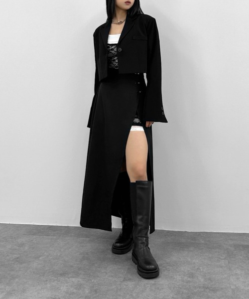 【LVEU.】2way ピンデザインラップスカート ミニスカート ロングスカート LVEU.（ラブユ.）の「【LVEU.】2wayピンデザインラップスカート