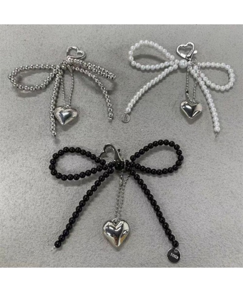 TONE SELECT GOODS（トーンセレクトグッズ）の「【urge select】リボン×ハート ビーズチェーン キーホルダー/バッグチャーム【マルチウェイ】（キーホルダー・レディース・ブラック/ホワイト/シルバー・FREE）」の8枚目の写真