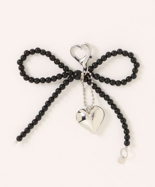 TONE SELECT GOODS（トーンセレクトグッズ）の「【urge select】リボン×ハート ビーズチェーン キーホルダー/バッグチャーム【マルチウェイ】（キーホルダー・レディース・ブラック/ホワイト/シルバー・FREE）」の5枚目の写真