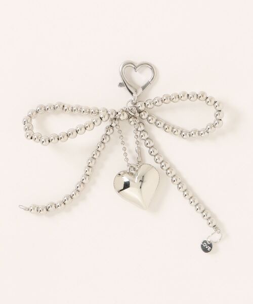 TONE SELECT GOODS（トーンセレクトグッズ）の「【urge select】リボン×ハート ビーズチェーン キーホルダー/バッグチャーム【マルチウェイ】（キーホルダー・レディース・ブラック/ホワイト/シルバー・FREE）」の6枚目の写真