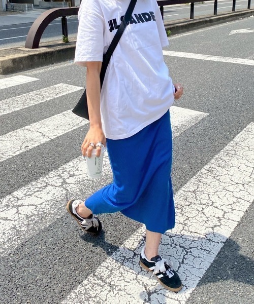 DONOBAN（ドノバン）の「セルフカットリブロングタイトスカート（スカート・レディース・グレイッシュベージュ/アイボリー/ブラック/グレー/ブルー/レッド/グリーン・ONE）」の6枚目の写真