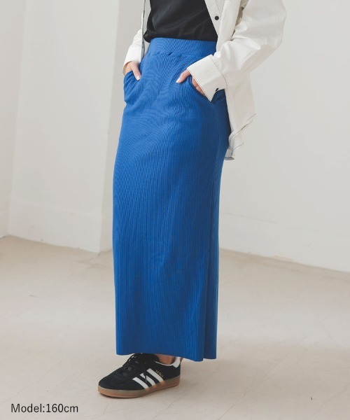 DONOBAN（ドノバン）の「セルフカットリブロングタイトスカート（スカート・レディース・グレイッシュベージュ/アイボリー/ブラック/グレー/ブルー/レッド/グリーン・ONE）」の9枚目の写真