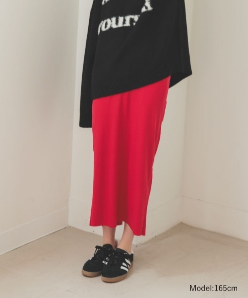 DONOBAN（ドノバン）の「セルフカットリブロングタイトスカート（スカート・レディース・グレイッシュベージュ/アイボリー/ブラック/グレー/ブルー/レッド/グリーン・ONE）」の11枚目の写真