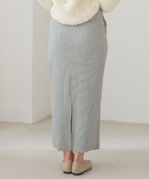 DONOBAN（ドノバン）の「セルフカットリブロングタイトスカート（スカート・レディース・グレイッシュベージュ/アイボリー/ブラック/グレー/ブルー/レッド/グリーン・ONE）」の14枚目の写真