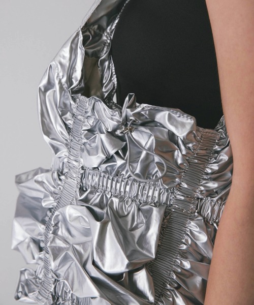 Solace(ソレイス)の「メタリックギャザートートバッグ(トートバッグ・レディース・シルバー/ブラック/ホワイト・FREE)」の5枚目の写真