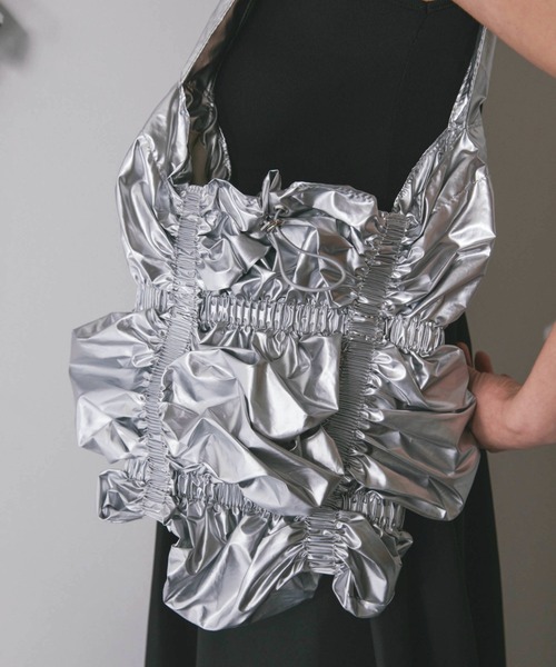 Solace(ソレイス)の「メタリックギャザートートバッグ(トートバッグ・レディース・シルバー/ブラック/ホワイト・FREE)」の18枚目の写真