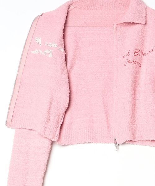 LYEON(リヨン)の「ロゴ刺繍ブークレジップアップニットブルゾン(ブルゾン・レディース・ピンク/ホワイト/ブルー・FREE)」の20枚目の写真