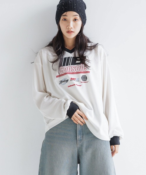 LOWRYS FARM(ローリーズファーム)の「ユニフォームTLS 152719(Tシャツ/カットソー・レディース・グレー/ネイビー/アイボリー・FREE)」の2枚目の写真