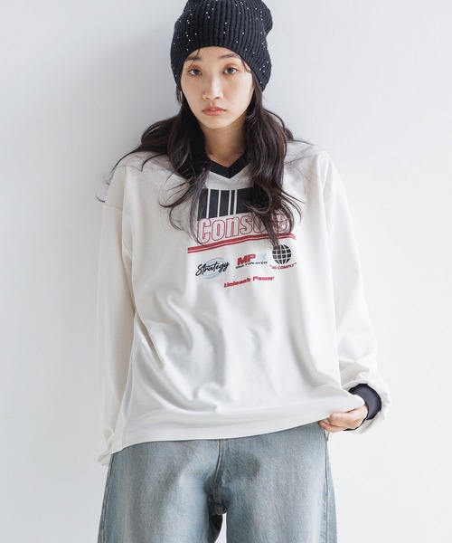 LOWRYS FARM(ローリーズファーム)の「ユニフォームTLS 152719(Tシャツ/カットソー・レディース・グレー/ネイビー/アイボリー・FREE)」の7枚目の写真