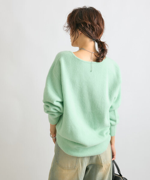 RIVE DROITE 【やわらかな着心地】 へアリーラグランVネックニット セール】【やわらかな着心地】ヘアリーラグランVネックニット（ニット