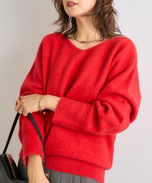 【やわらかな着心地】ヘアリーラグランVネックニット