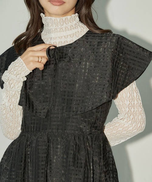 TITTY&CO.（ティティーアンドコー）の「BIGカラーチェックワンピース（ワンピース・レディース・ブラック/ホワイト・MEDIUM/SMALL）」の13枚目の写真