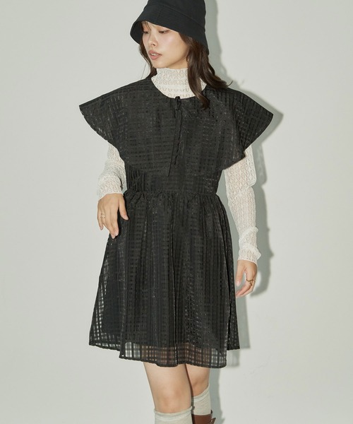 TITTY&CO.（ティティーアンドコー）の「BIGカラーチェックワンピース（ワンピース・レディース・ブラック/ホワイト・MEDIUM/SMALL）」の16枚目の写真