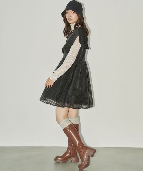 TITTY&CO.（ティティーアンドコー）の「BIGカラーチェックワンピース（ワンピース・レディース・ブラック/ホワイト・MEDIUM/SMALL）」の17枚目の写真