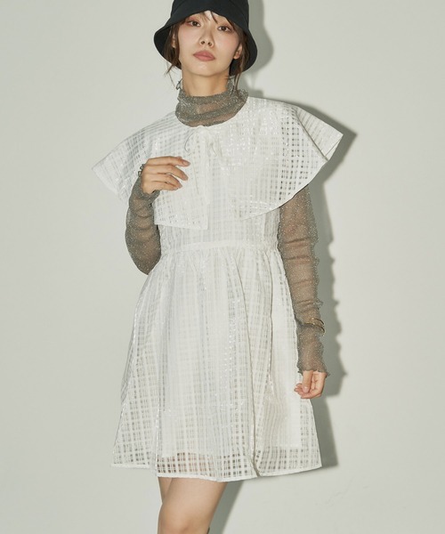 TITTY&CO.（ティティーアンドコー）の「BIGカラーチェックワンピース（ワンピース・レディース・ブラック/ホワイト・MEDIUM/SMALL）」の5枚目の写真