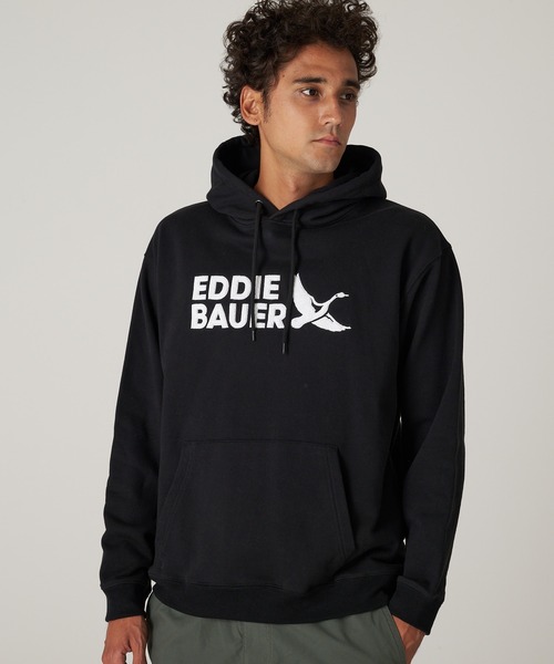 Eddie Bauer(エディーバウアー)の「ロゴ スウェットフーディ(パーカー・メンズ・杢グレー/ネイビー/ブラック/サファリグリーン/ダークベージュ・M/XXL/XL/L/S)」の2枚目の写真