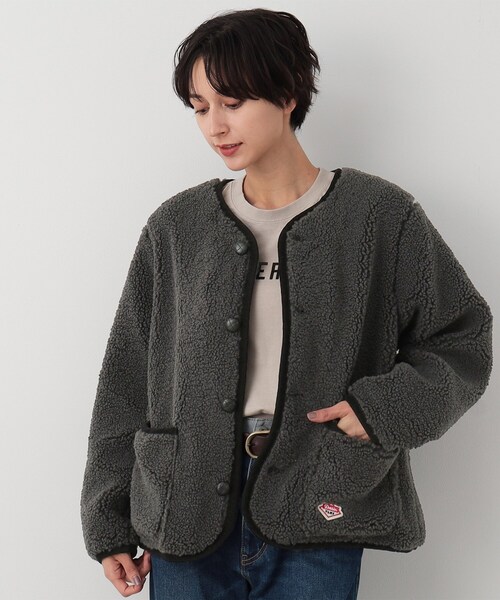 【セール】【ユニセックス】ボタン付きボアジャケット（ノーカラージャケット）｜Dessin（デッサン）