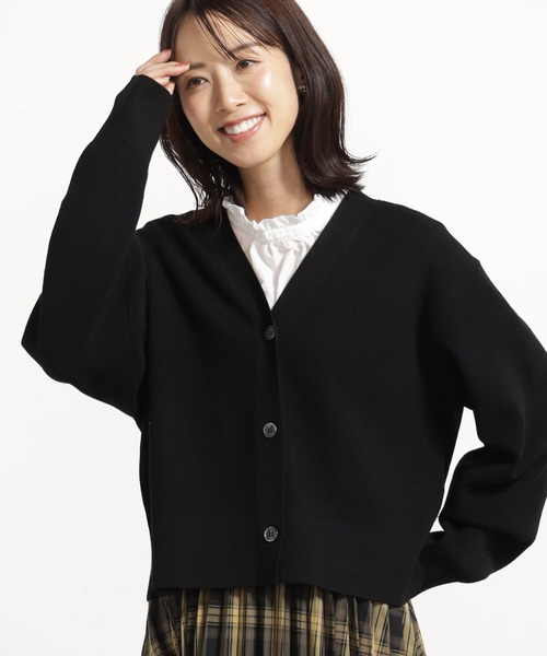 FOUND GOOD（ファウンドグッド）の「コンフォートショートニットCD（カーディガン/ボレロ・レディース・ブラック/ホワイト系5/ブルー系5/グリーン系2/ベージュ/レッド系8・L/M）」の3枚目の写真