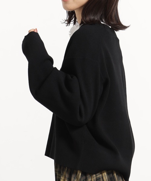 FOUND GOOD（ファウンドグッド）の「コンフォートショートニットCD（カーディガン/ボレロ・レディース・ブラック/ホワイト系5/ブルー系5/グリーン系2/ベージュ/レッド系8・L/M）」の12枚目の写真