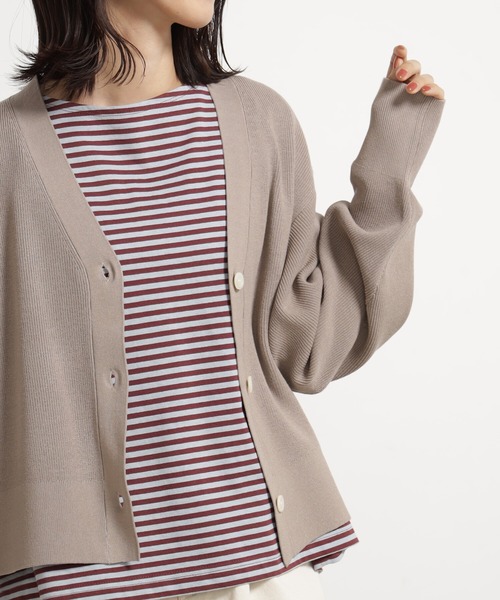 FOUND GOOD（ファウンドグッド）の「コンフォートショートニットCD（カーディガン/ボレロ・レディース・ブラック/ホワイト系5/ブルー系5/グリーン系2/ベージュ/レッド系8・L/M）」の16枚目の写真