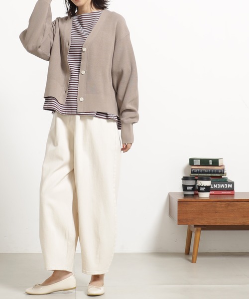 FOUND GOOD（ファウンドグッド）の「コンフォートショートニットCD（カーディガン/ボレロ・レディース・ブラック/ホワイト系5/ブルー系5/グリーン系2/ベージュ/レッド系8・L/M）」の17枚目の写真