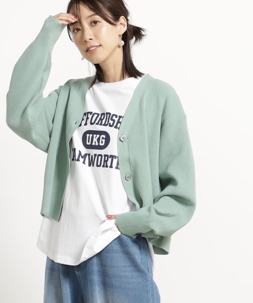 FOUND GOOD（ファウンドグッド）の「コンフォートショートニットCD（カーディガン/ボレロ・レディース・ブラック/ホワイト系5/ブルー系5/グリーン系2/ベージュ/レッド系8・L/M）」の19枚目の写真