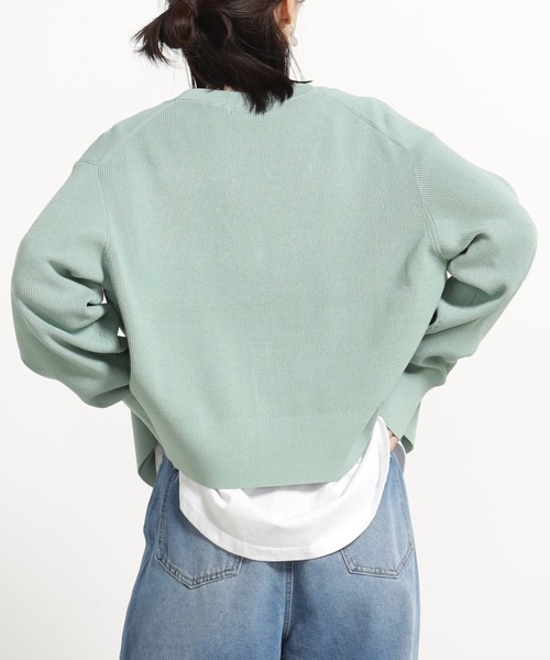 FOUND GOOD（ファウンドグッド）の「コンフォートショートニットCD（カーディガン/ボレロ・レディース・ブラック/ホワイト系5/ブルー系5/グリーン系2/ベージュ/レッド系8・L/M）」の21枚目の写真