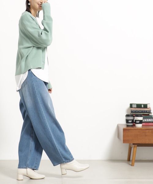 FOUND GOOD（ファウンドグッド）の「コンフォートショートニットCD（カーディガン/ボレロ・レディース・ブラック/ホワイト系5/ブルー系5/グリーン系2/ベージュ/レッド系8・L/M）」の22枚目の写真