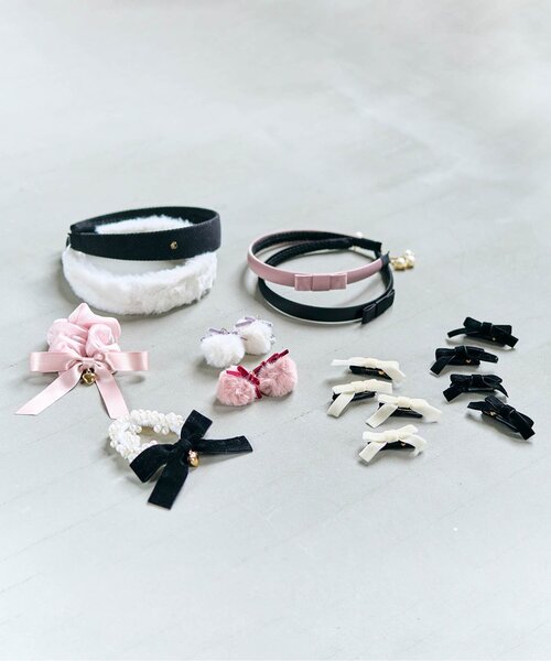 apres les cours（アプレレクール）の「ミニリボンヘアクリップセット（ヘアピン・キッズ・ベージュ/ブラック・FREE）」の5枚目の写真