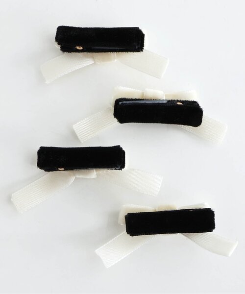apres les cours（アプレレクール）の「ミニリボンヘアクリップセット（ヘアピン・キッズ・ベージュ/ブラック・FREE）」の9枚目の写真