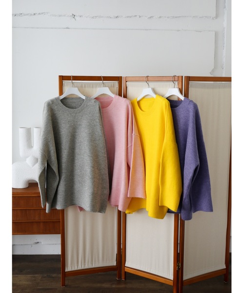 Katrin TOKYO(カトリーントーキョー)の「big crewneck knit(ニット/セーター・レディース・パープル/イエロー/ライトグレー・FREE/XS)」の3枚目の写真