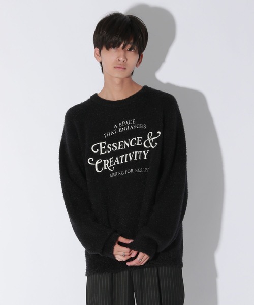 【セール】【UNISEX/選べる着丈】カールヤーンロゴニット（ニット/セーター）｜Anui（アニュイ）